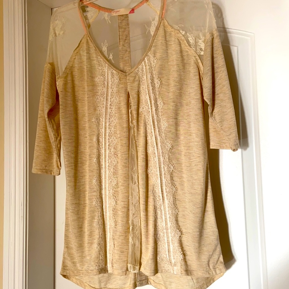 Grayson oatmeal coloured knit like top in size M